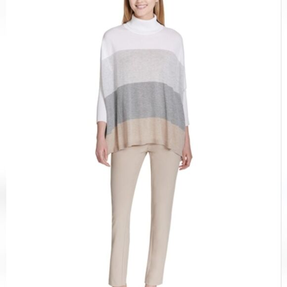Calvin Klein Color Block Dolman Sleeve Turtleneck Sweater Size Small Medium - Picture 1 of 7